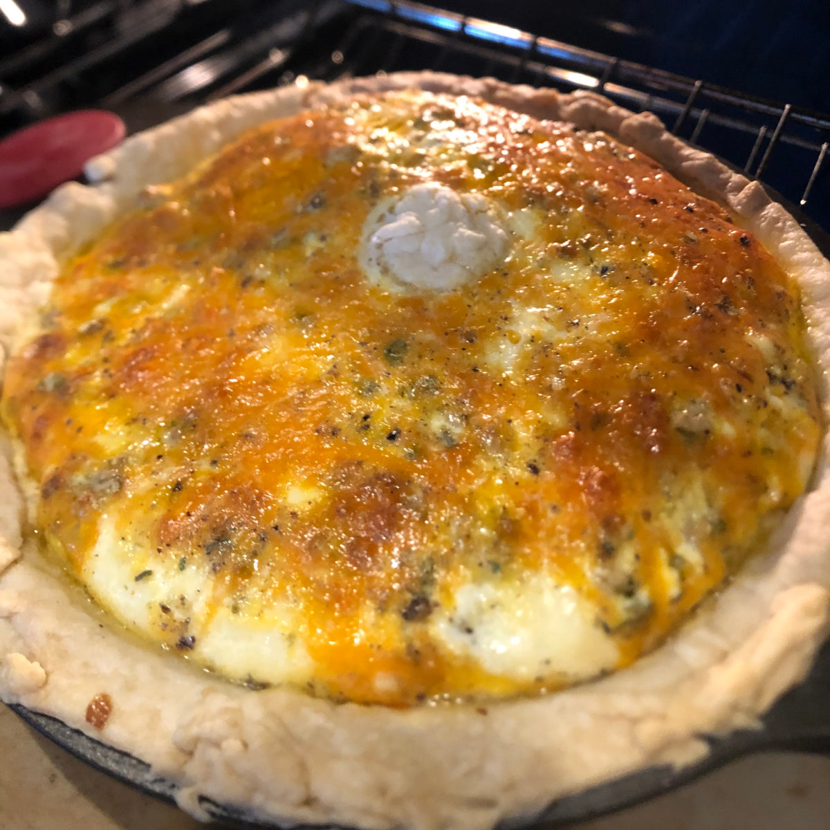 Marie's Twisted Eggy Cheesy Sausage Pie (Quiche!)
